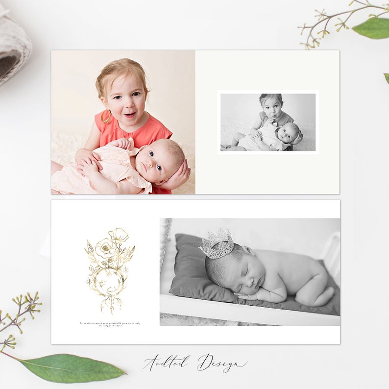 12x12 Baby Photo Book Template, New Newborn Photo Book Album, Photography, Photoshop, Flower Girl, PSD, Instant Download #A004-PSD