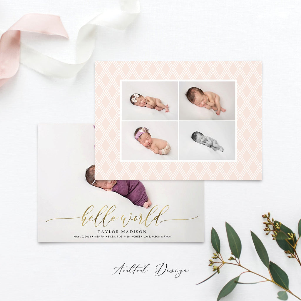 Birth Announcement Template, Sweet Welcome, Birth, Announcement, Card, Board, Album, Photography, Photoshop, Instant Download #BA1-PSD