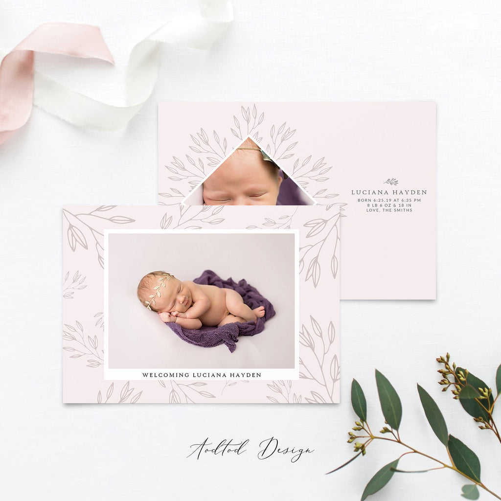 Birth Announcement Template, Sweet Welcome, Birth, Announcement, Card, Board, Album, Photography, Photoshop, Instant Download #BA4-PSD