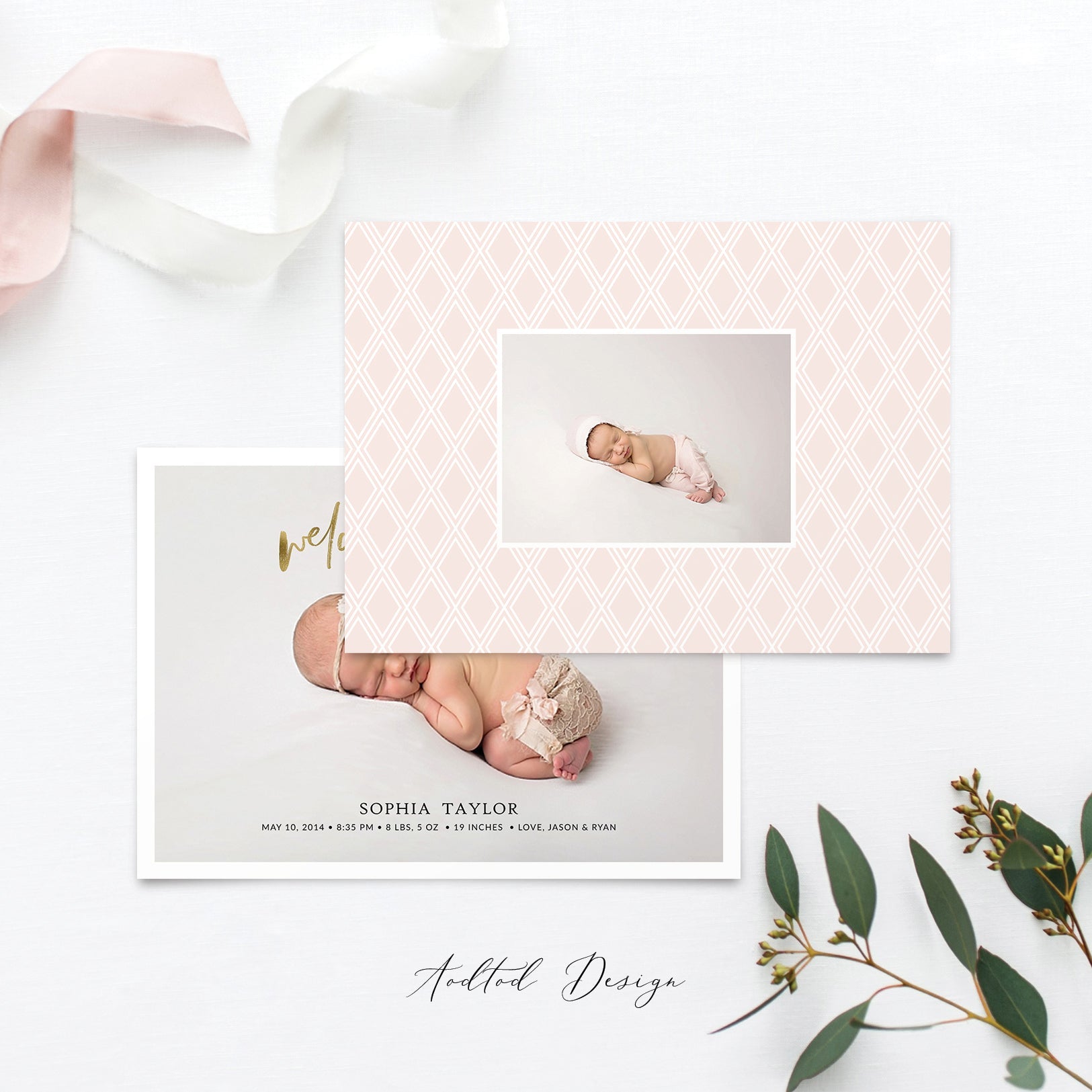 Birth Announcement Template, Sweet Welcome, Birth, Announcement, Card, Board, Album, Photography, Photoshop, Instant Download #BA3-PSD