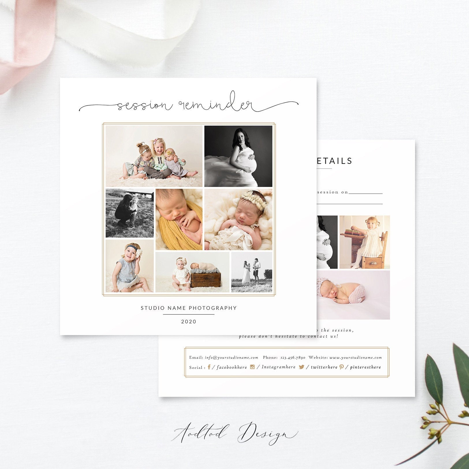 Session Reminder Card, Photo Sessions Client Reminder Template, Client Reminder, Photography, Photoshop, PSD, Instant Download #NM022-PSD