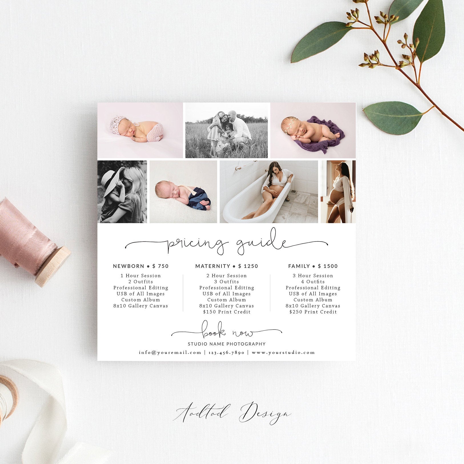 Photography Pricing Template, Price Guide List for Photographers, Photography, Price Guide Template,PSD #PG14-PSD