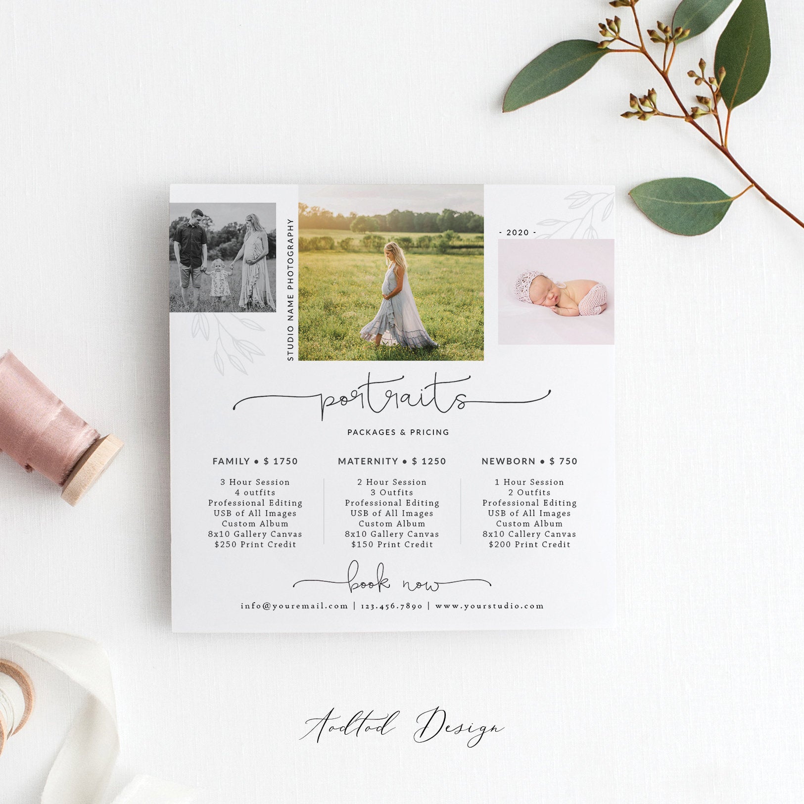 Portrait Photography Pricing Template, Price Guide List for Photographers, Photography, Price Guide Template,PSD #PG15-PSD