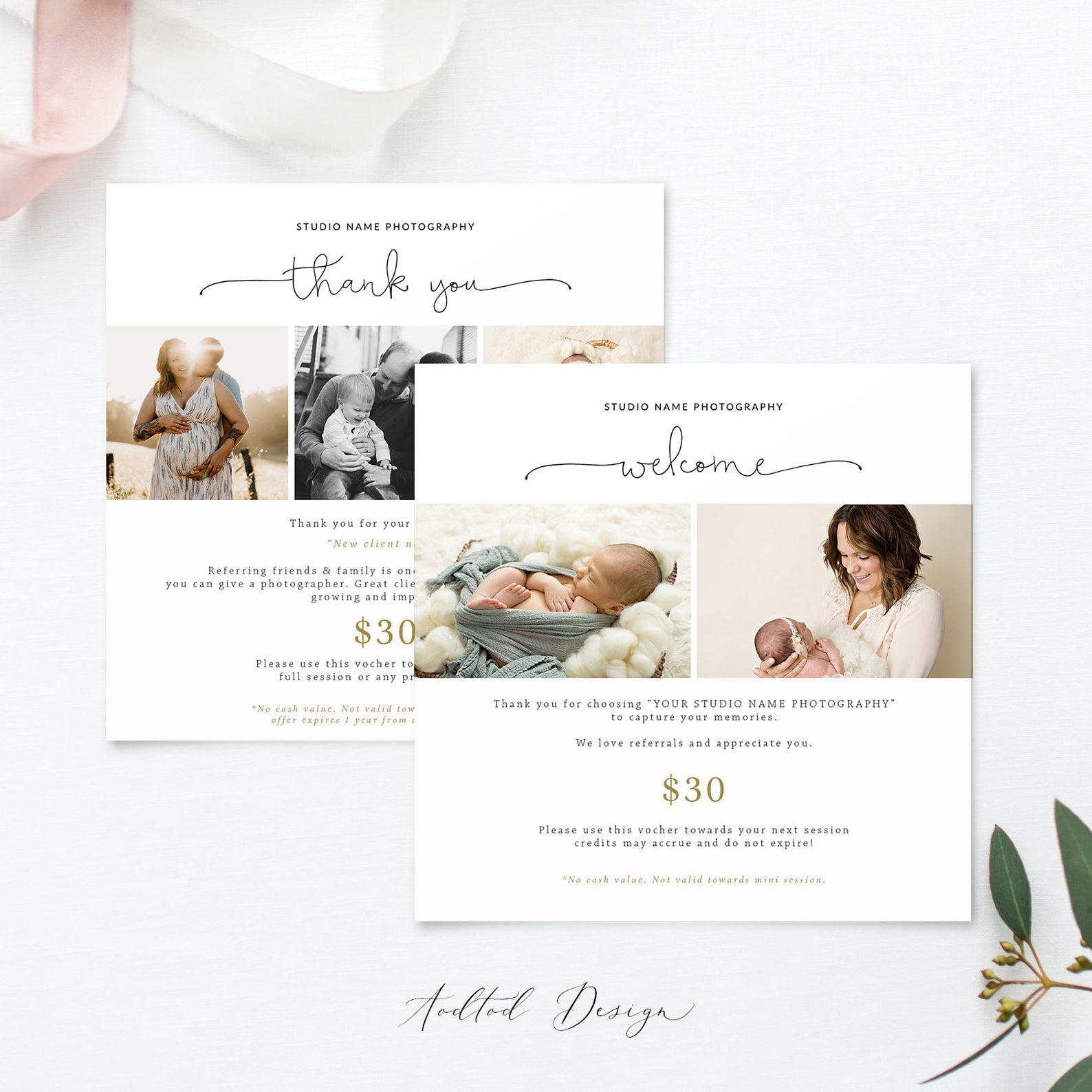 Referral Voucher/Coupon Card Template, Referral Card Template, Referral Program, Thank you and Welcome, PSD, Instant Download #Y20-M20-PSD