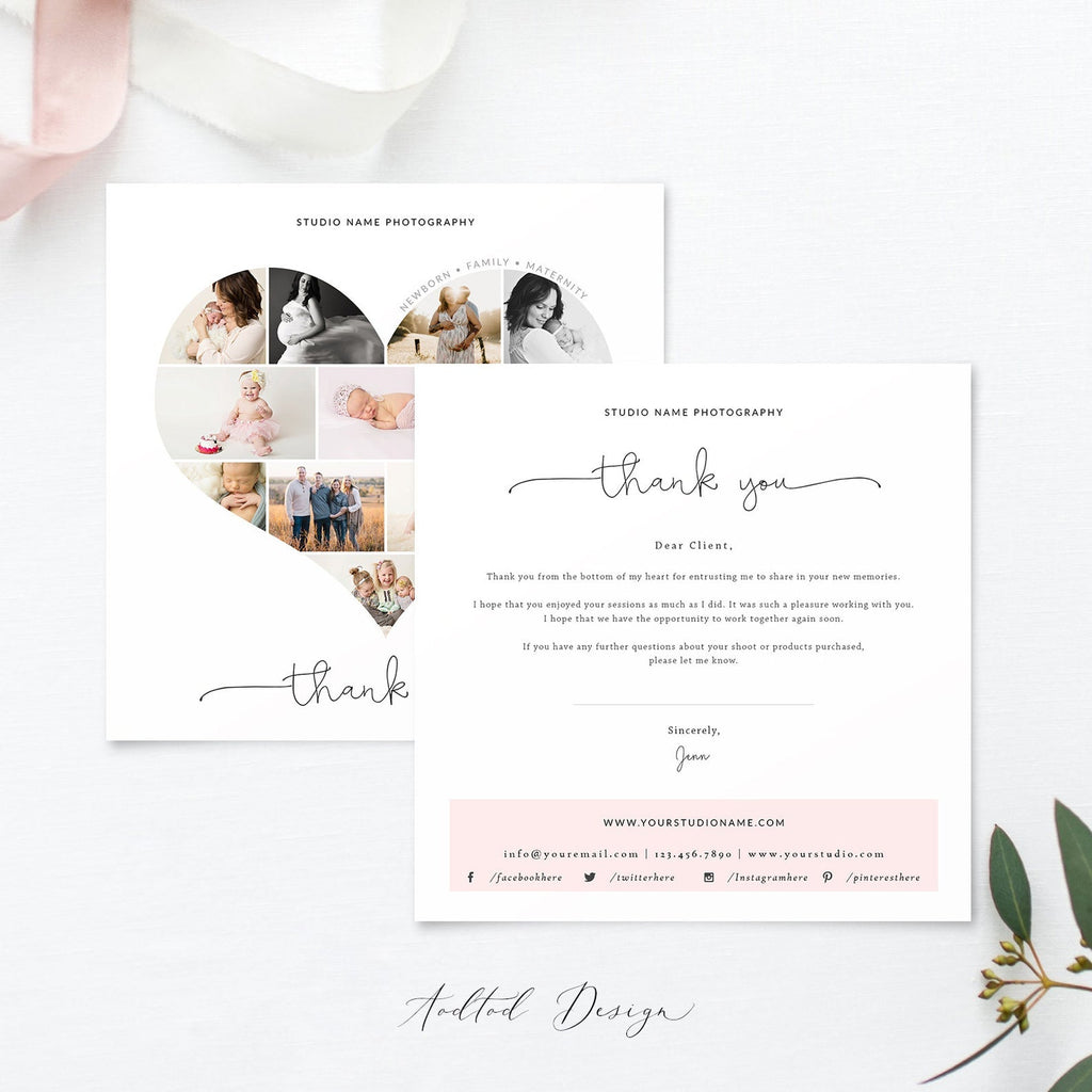 Thank You Card Template for Photographers, Marketing Template, Year in Review Card Template, Photoshop, PSD, Instant Download #Y20-NM46-PSD