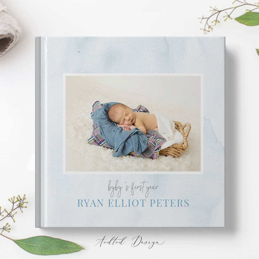 12x12 Baby Photo Book Template, Baby's First Year, New Newborn Photo Book Album, Photography, Photoshop, PSD, Instant Download #Y20-A005-PSD