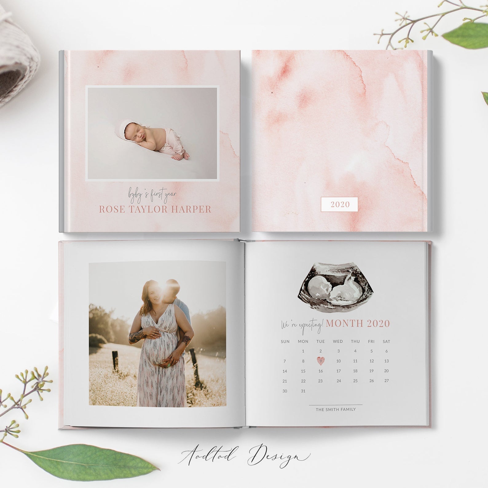12x12 Baby Photo Book Template, Baby's First Year, New Newborn Photo Book Album, Photography, Photoshop, PSD, Instant Download #Y20-A006-PSD