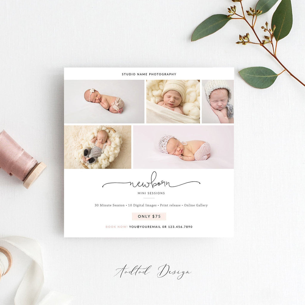 Newborn Mini Session Template, Marketing Template, Newborn, Marketing, Photography, Photoshop, PSD Instant Download #Y20-NM48-PSD