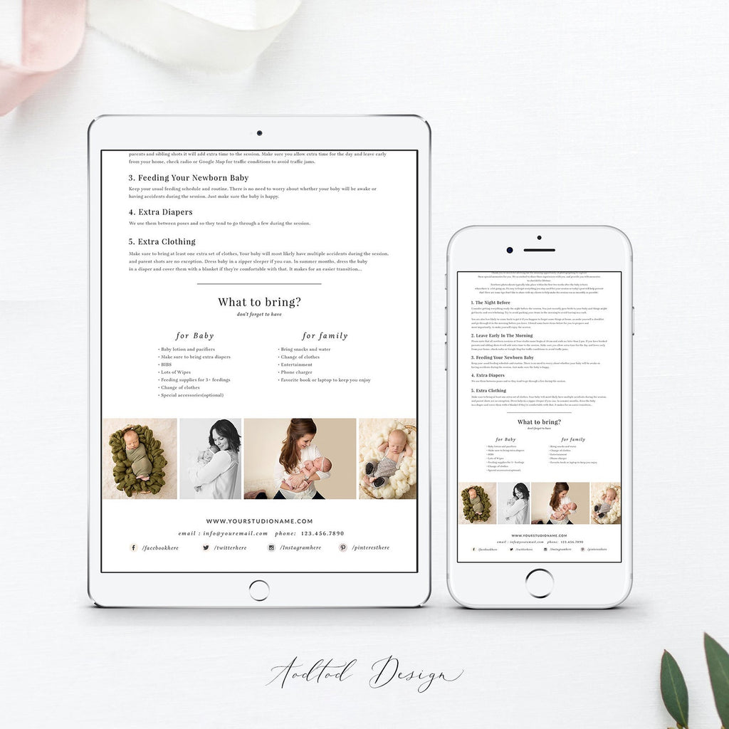 Newborn Session Checklist Email Template, For Photographers, Photography, Template Photoshop, PSD, Instant Download #Y20-NM43-PSD