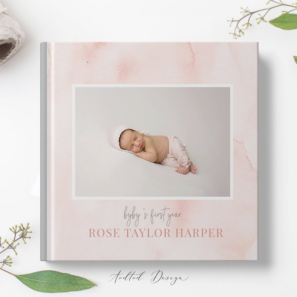 12x12 Baby Photo Book Template, Baby's First Year, New Newborn Photo Book Album, Photography, Photoshop, PSD, Instant Download #Y20-A006-PSD