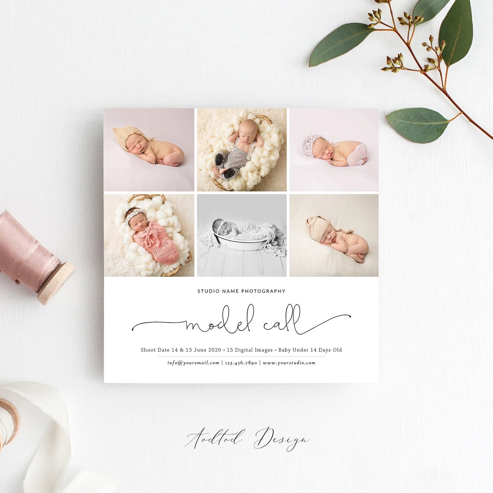 Newborn Model Call Template, Marketing Template, Casting Call Template, PSD, Instant Download #Y20-NM40-PSD