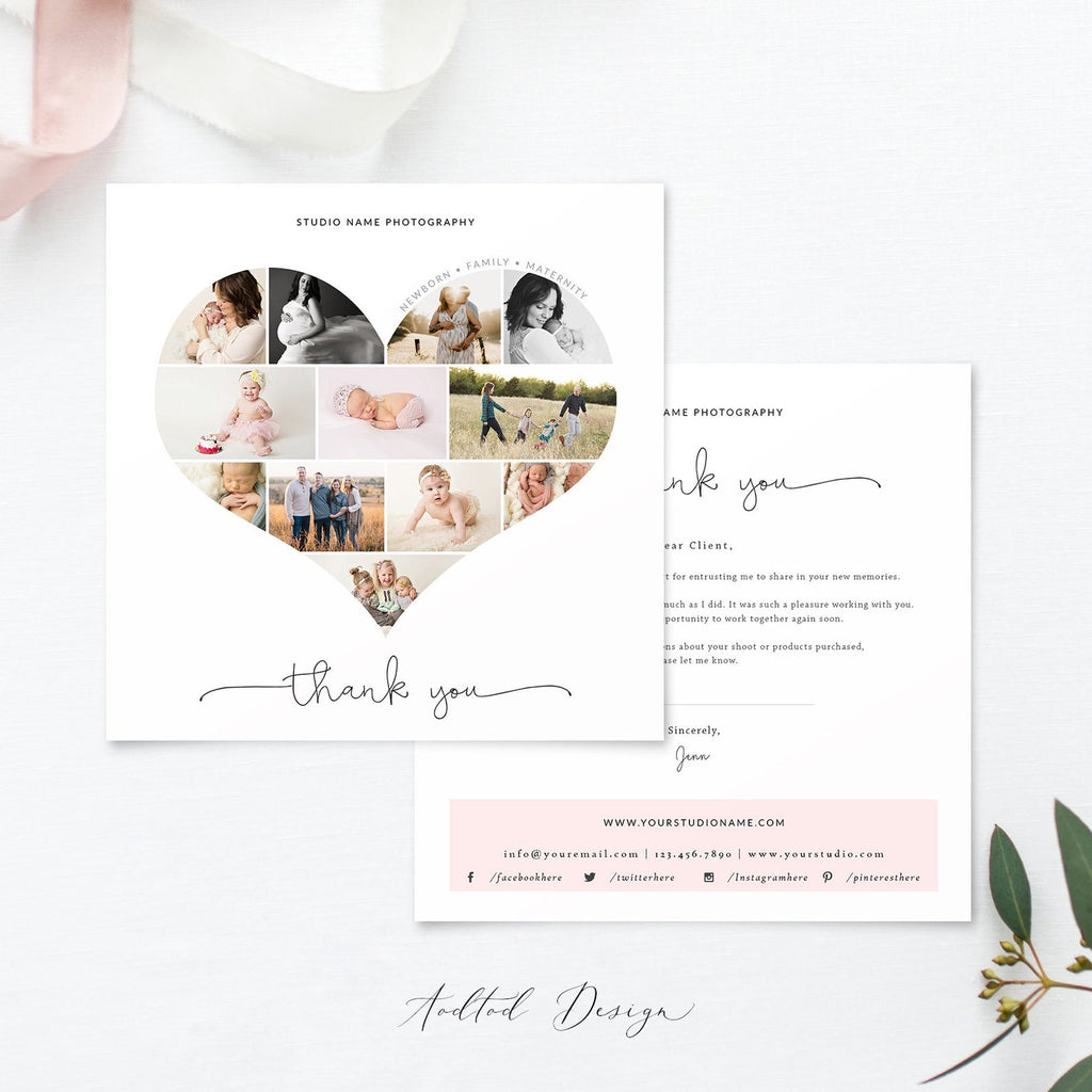 Thank You Card Template for Photographers, Marketing Template, Year in Review Card Template, Photoshop, PSD, Instant Download #Y20-NM46-PSD