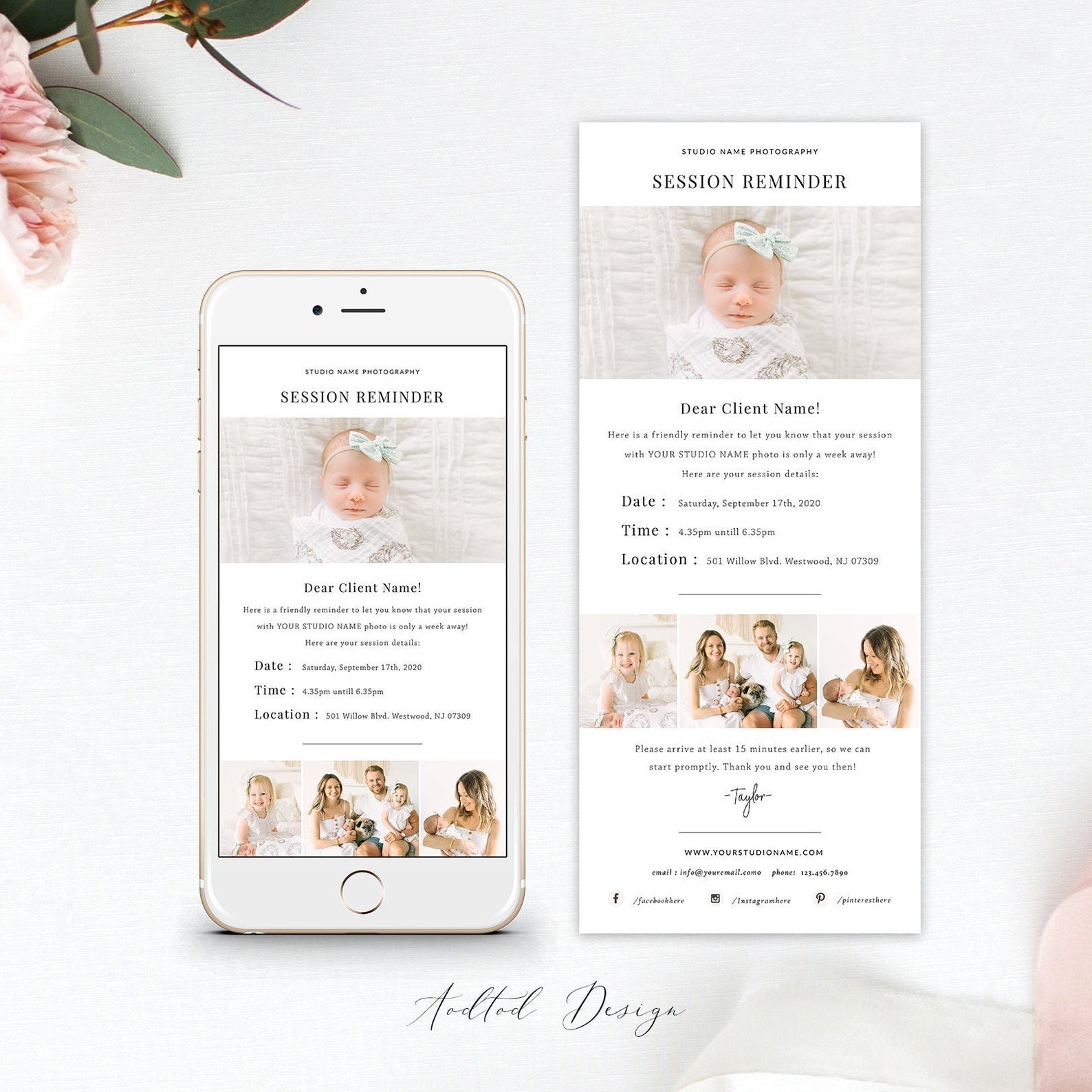 Session Reminder Email Newsletter Template For Photographers, Session Reminder, Marketing, Photoshop, PSD Instant Download #Y20-M10-PSD