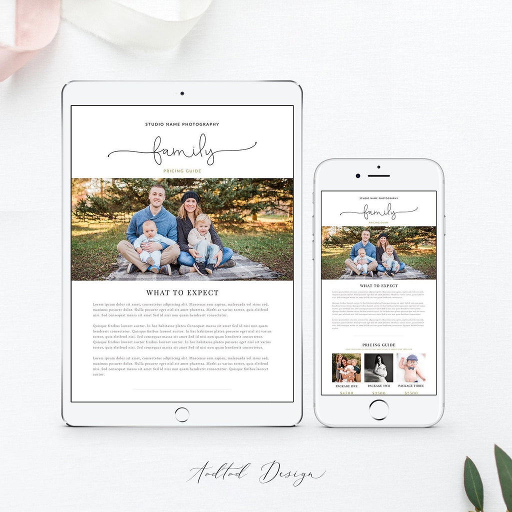 Family Photography Email Template, Family Guide Template, Family Pricing Guide, Marketing, Photoshop, PSD Instant Download #Y20-M9-PSD