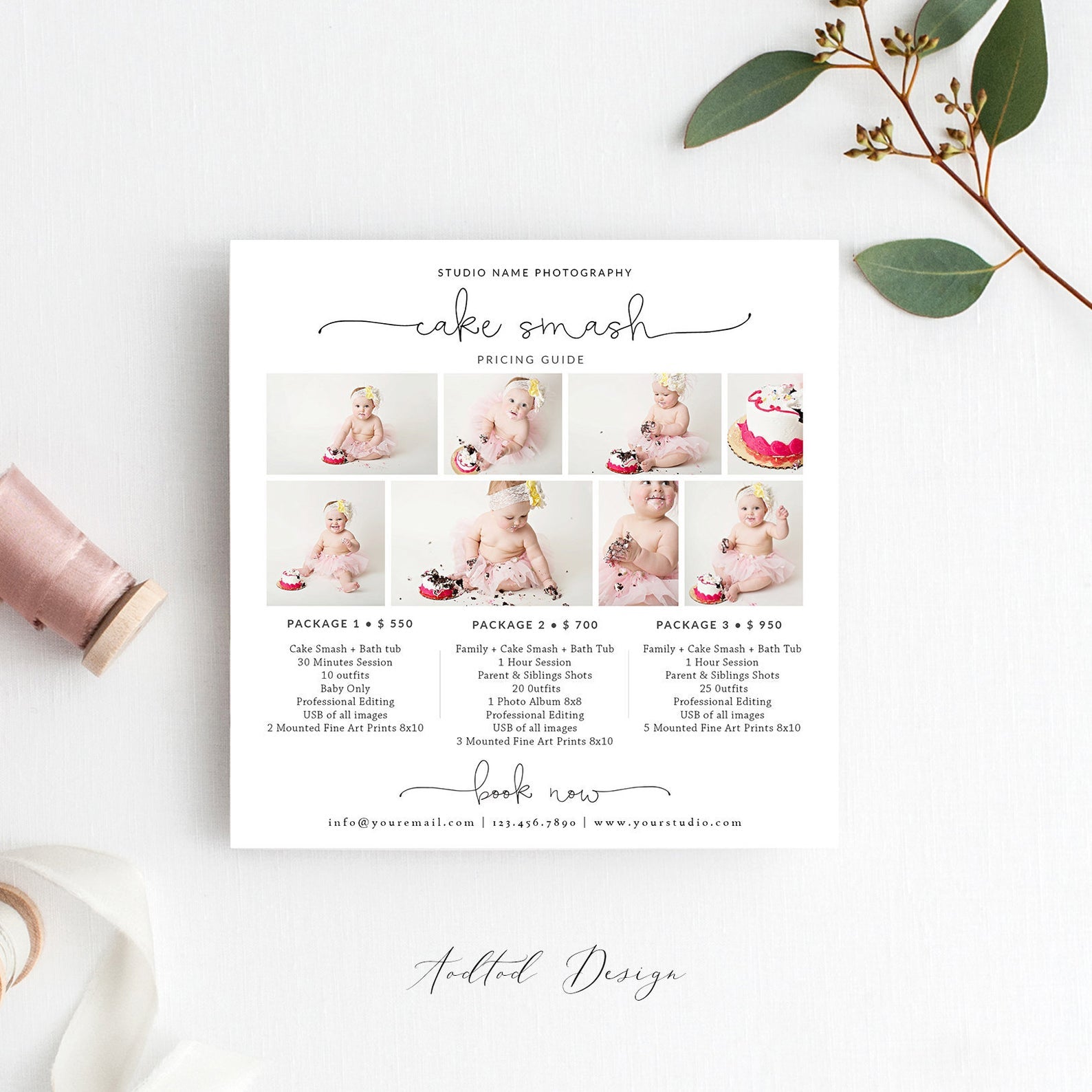 Cake Smash Photography Pricing Template, Price Guide List for Photographers, Photography, Price Guide Template,PSD #Y20-PG19-PSD