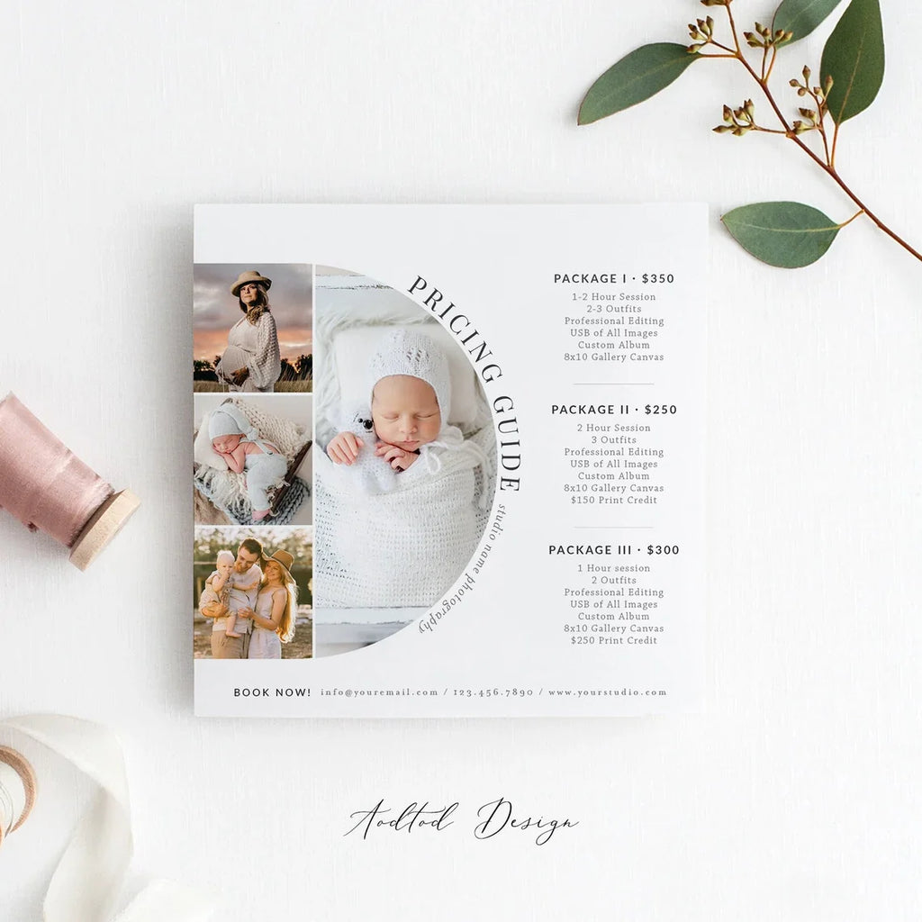 Photography Pricing Template, Price Guide List for Photographers, Photography, Price Guide Template, Photoshop #Y22-PG5-PSD