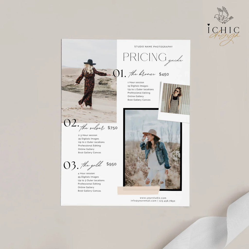 CANVA Template | Senior Photography Pricing Template, Price Guide List for Photographers, Price Guide Template, Senior Minis #Y23-PG19-CANVA