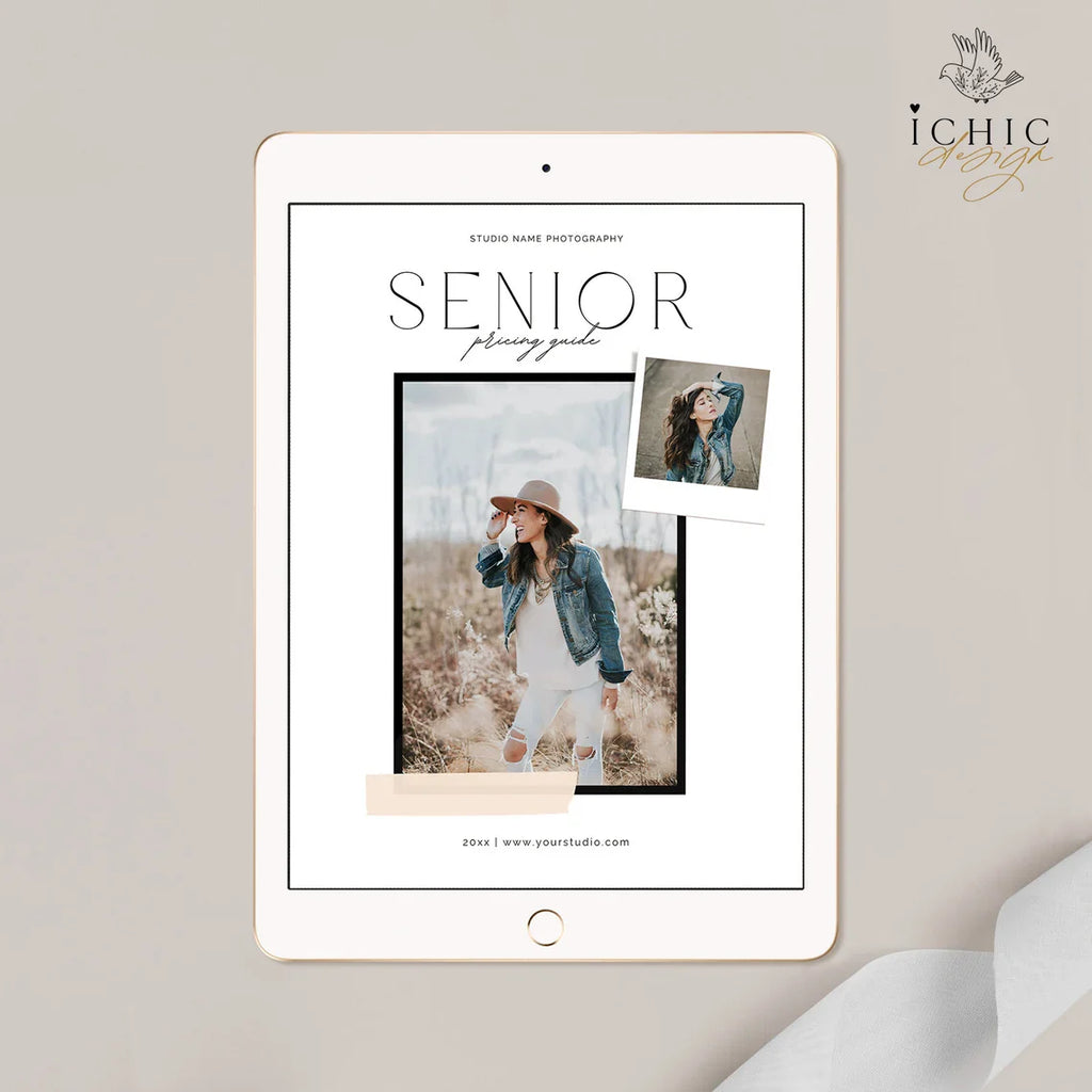 CANVA Template | Senior Photography Pricing Template, Price Guide List for Photographers, Price Guide Template, Senior Minis #Y23-PG19-CANVA