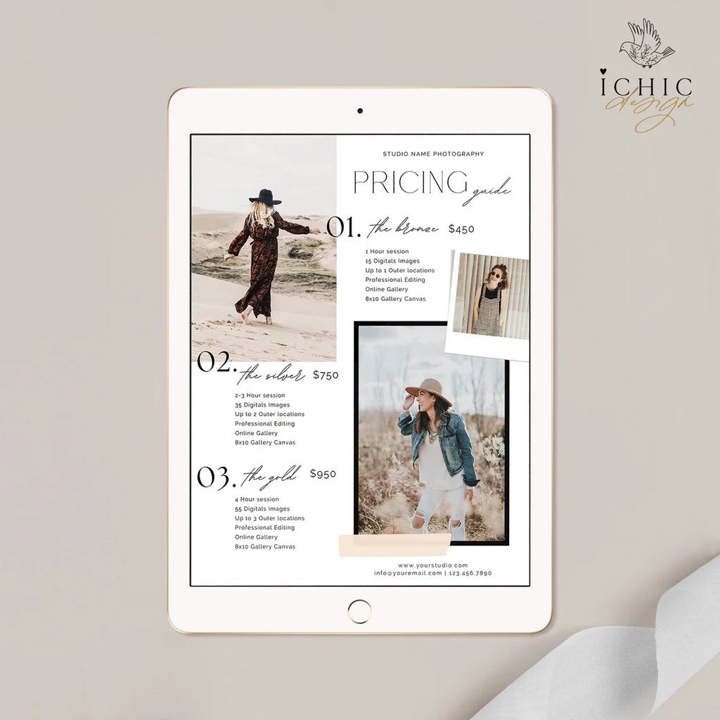 CANVA Template | Senior Photography Pricing Template, Price Guide List for Photographers, Price Guide Template, Senior Minis #Y23-PG19-CANVA