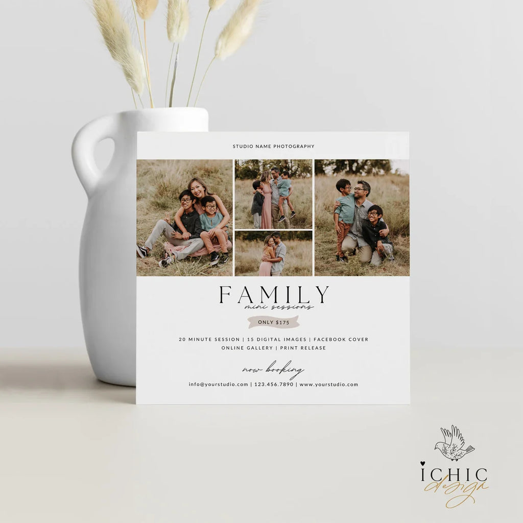 CANVA Template | Family Mini Session Template, Family Minis, Family Mini Sessions Template, Family Sessions, Mini Session #Y23-MB7-CANVA