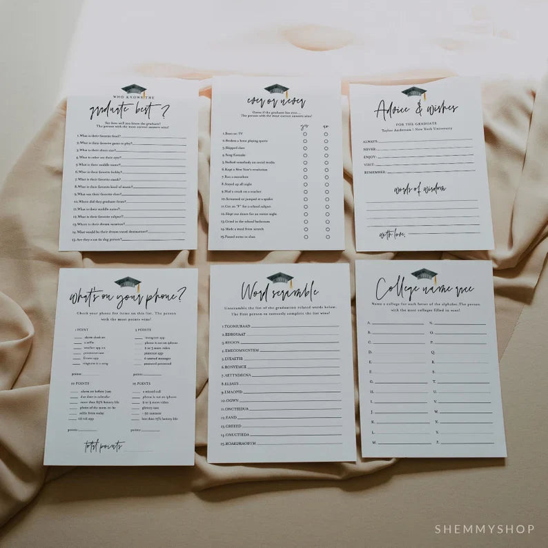 Online Graduation Party Games Bundle, Graduate Games Package, Fun Graduation Party Games, PDF JPEG PNG #Y22-GB1