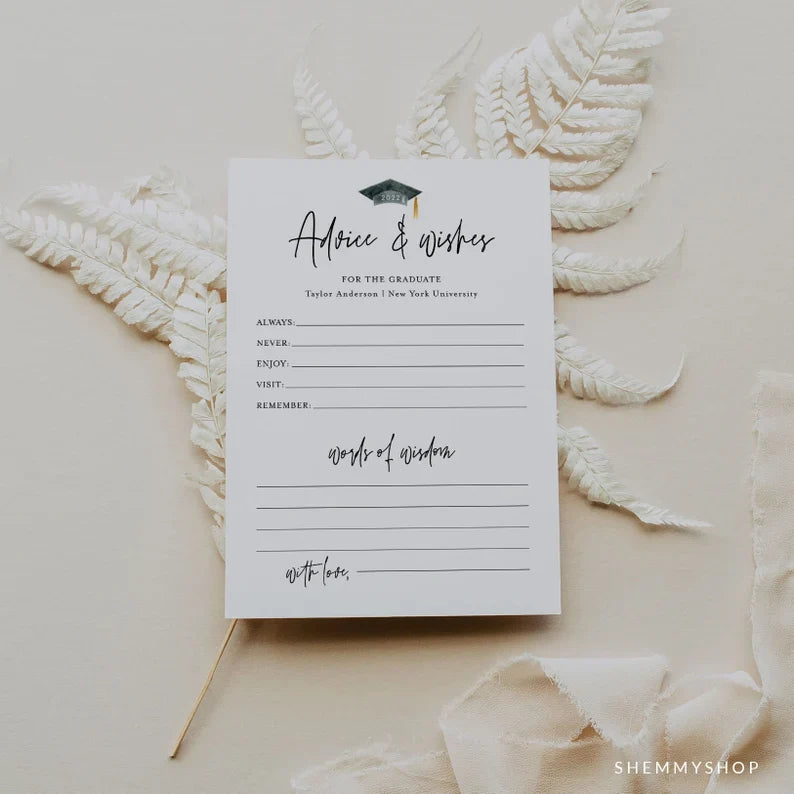 Online Graduation Advice Cards Template, Wishes for the Graduate, Graduation Party Invitation, High School, Editable Template #Y22-SA1