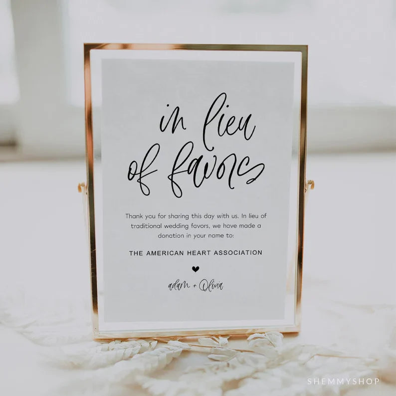 Online In Lieu of Favors Sign Printable Template, Wedding Donation Sign, Charity Donation Sign, Wedding Favors Sign PDF JPEG PNG #Y22-WS30