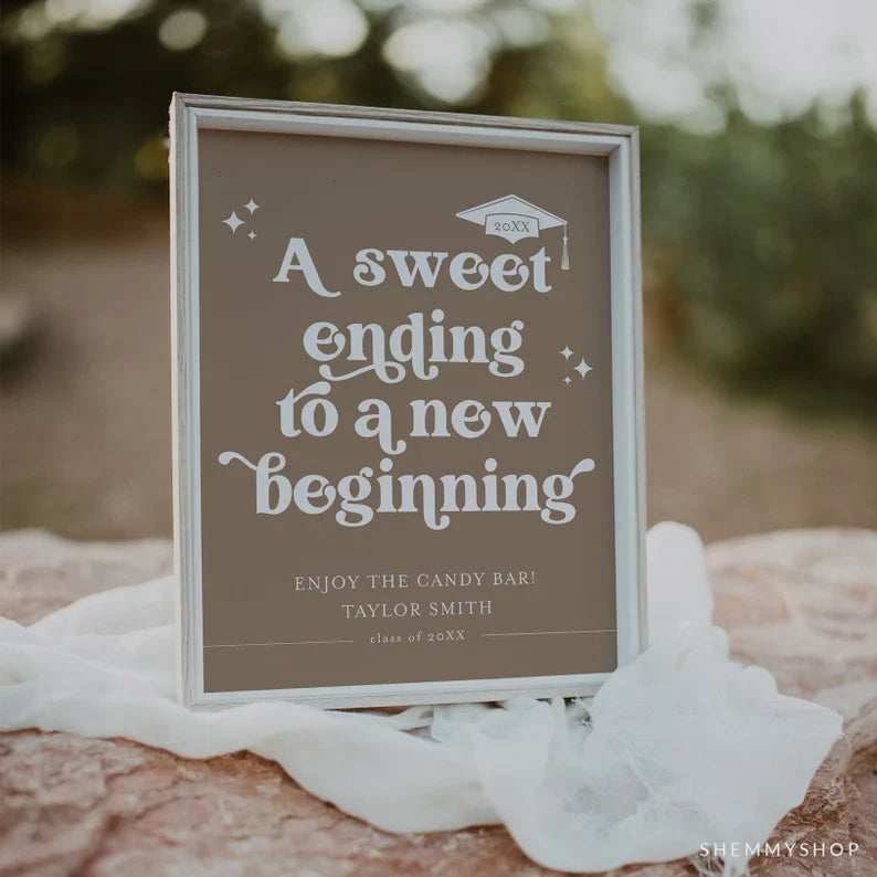 Online Graduation is Sweet Take a treat Sign Template, Graduation Party Favor Sign, Graduation Party Decorations Sign PDF JPEG PNG #Y22-GS5