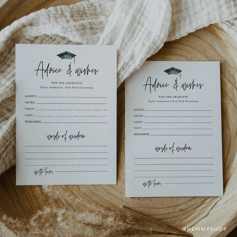 Online Graduation Advice Cards Template, Wishes for the Graduate, Graduation Party Invitation, High School, Editable Template #Y22-SA1