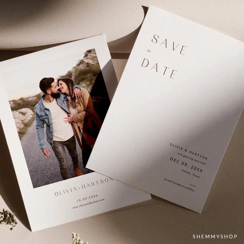Online Minimalist Save the Date Invitation Template, Photo Save The Date Invitation, Save Our Date Printable, PDF JPEG PNG #Y22-SD1