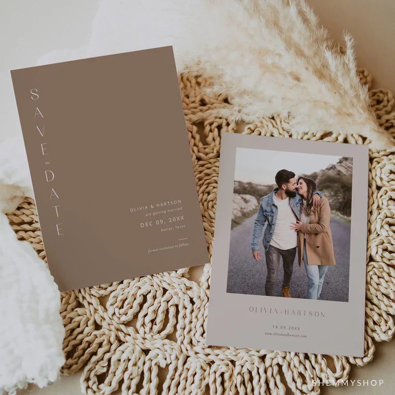 Online Minimalist Save the Date Invitation Template, Photo Save The Date Invitation, Save Our Date Printable, PDF JPEG PNG #Y22-SD2