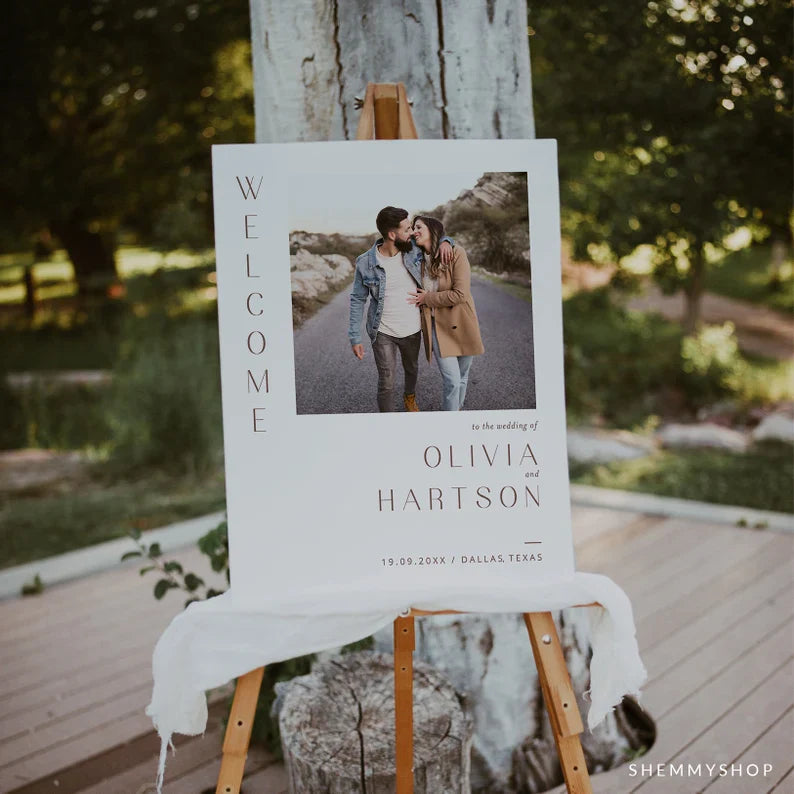 Online Minimalist Photo Welcome Sign Template, Printable Wedding Welcome, Welcome Sign Template, Welcome Poster, PDF JPEG PNG #Y22-WC2