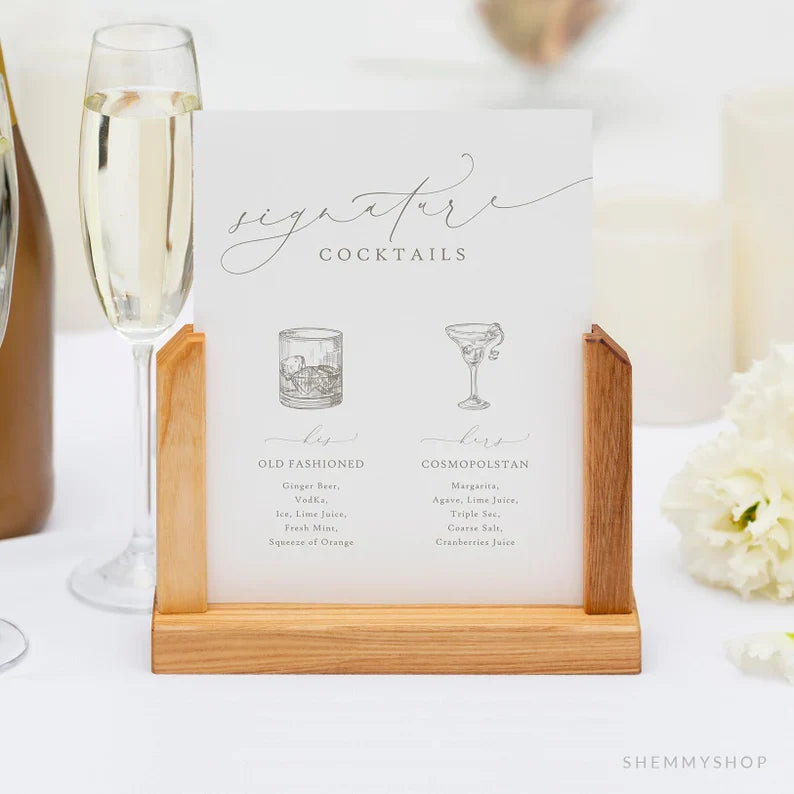 Online Romantic Calligraphy Signature Drinks Printable, Signature Drinks Sign, Signature Cocktails, Bar Sign, Wedding, Sign #Y22-WS31