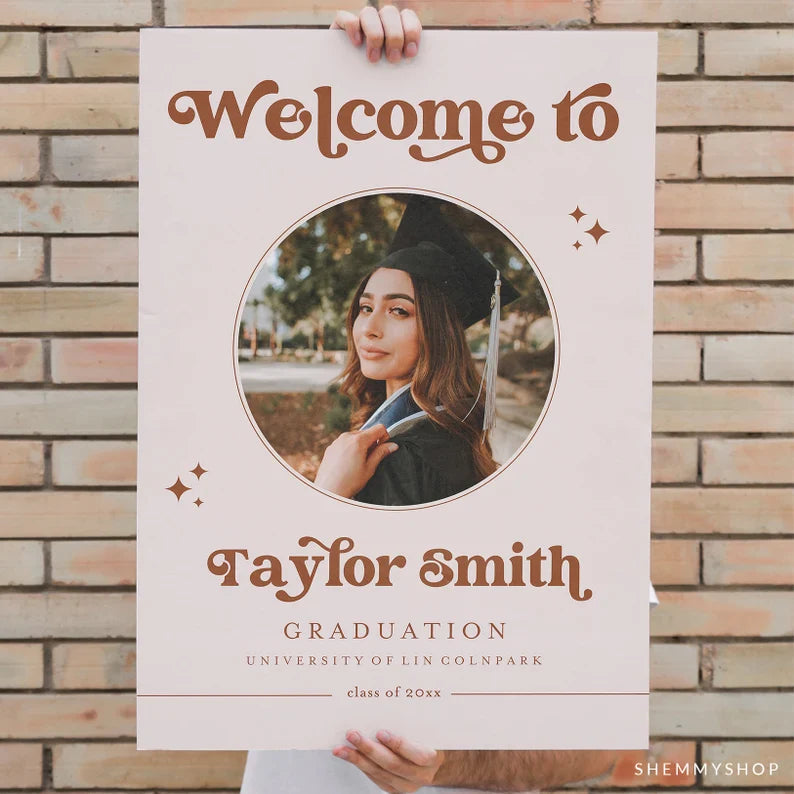 Online Graduation Welcome Sign Template, Printable Graduation Welcome, Welcome Sign Template, Welcome Poster PDF JPEG PNG #Y22-GWC4
