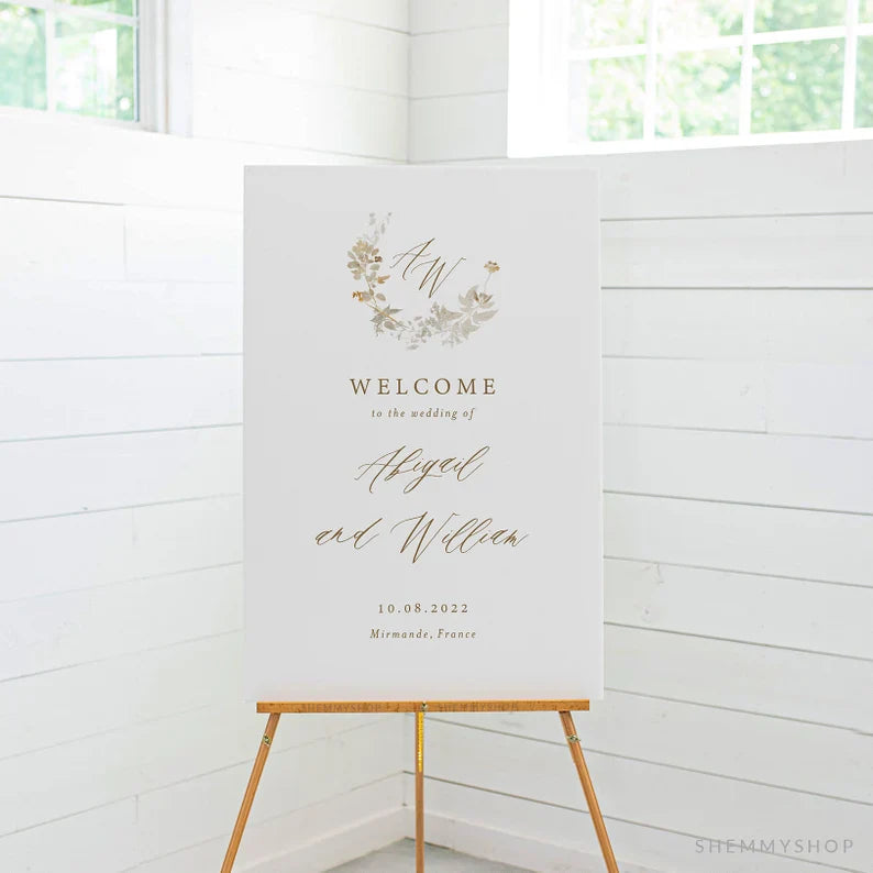 Online Elegant Gold Welcome Sign Template, Printable Wedding Welcome, Welcome Sign Template, Wedding Welcome Poster, PDF JPEG PNG #Y22-WC4