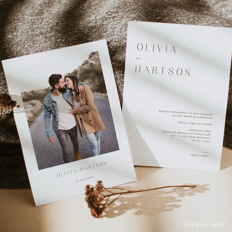 Online Minimalist Wedding Invitation Set Template, Classic Wedding Invitation, Wedding Invitation Printable, PDF JPEG PNG Corjl #Y22-WIS1