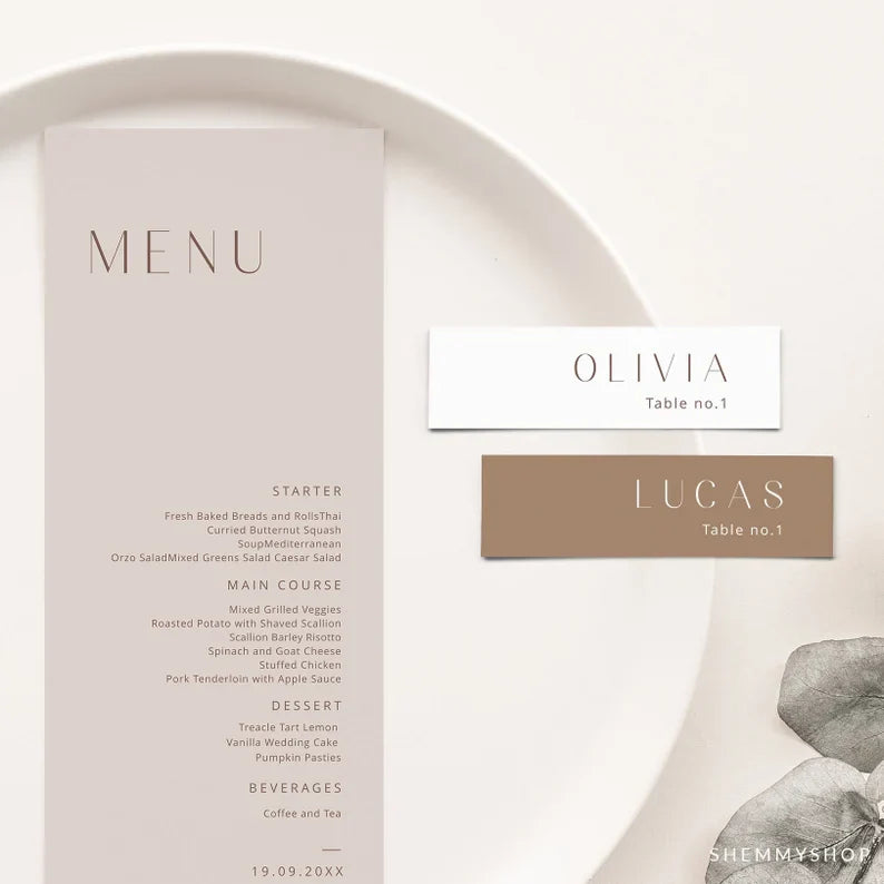 Online Minimalist Wedding Place Cards Template, Table Numbers, Rustic Table Numbers, Table Numbers Wedding, Corjl, PDF JPEG PNG #Y22-PC2