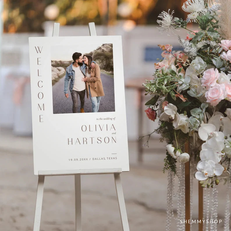 Online Minimalist Photo Welcome Sign Template, Printable Wedding Welcome, Welcome Sign Template, Welcome Poster, PDF JPEG PNG #Y22-WC2