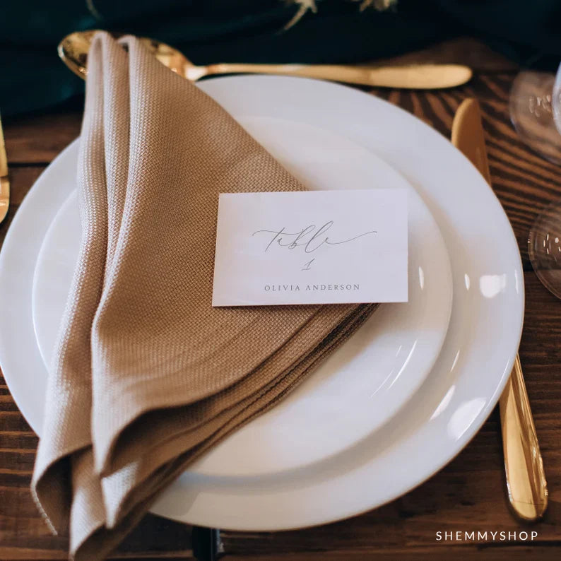 Online Romantic Calligraphy Wedding Place Card Template, Wedding Place Card Printable, Place Card Template PDF JPEG PNG #Y22-PC1