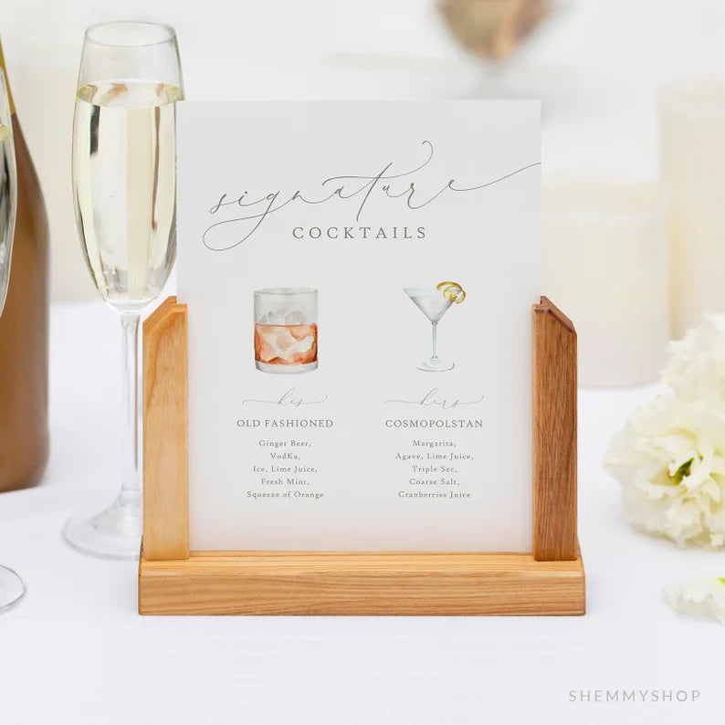 Online Romantic Calligraphy Signature Drinks Printable, Signature Drinks Sign, Signature Cocktails, Bar Sign, Sign, PDF JPEG PNG #Y22-WS32