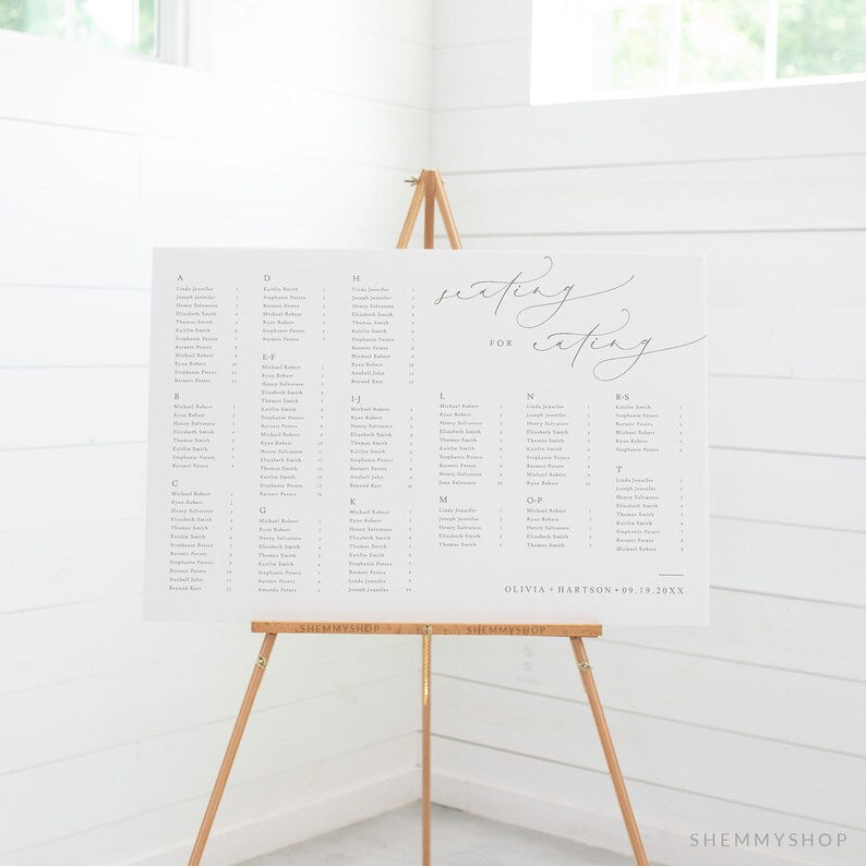 Online Romantic Calligraphy Seating Chart Template, Wedding Seating Sign, Table Number Order, Wedding Seating, Seating, Corjl #Y22-SC3