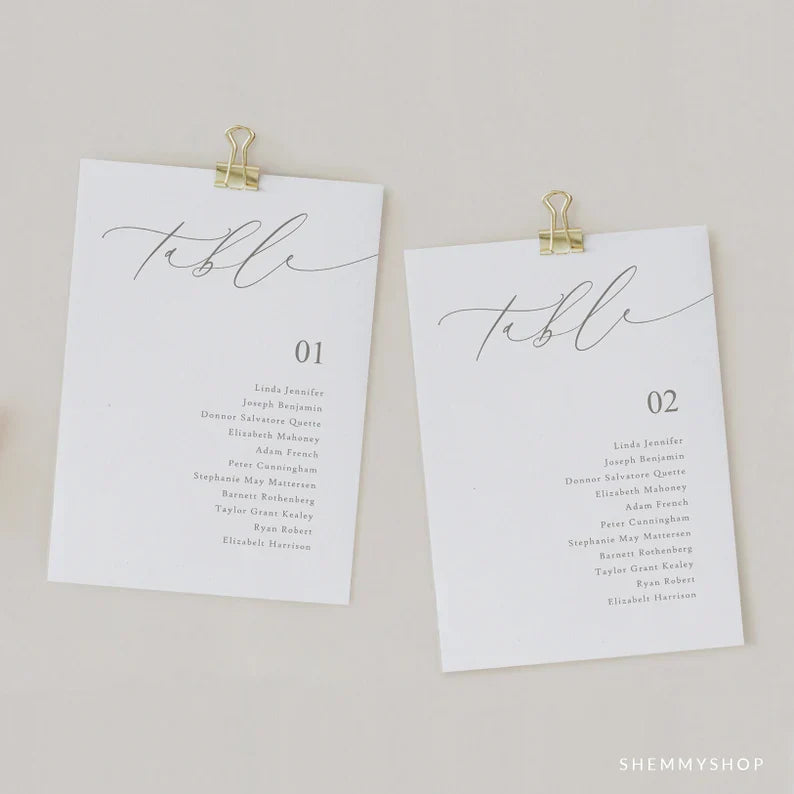 Online Romantic Calligraphy Wedding Seating Chart, Seating Plan Template, Wedding Seating Cards, Seating Cards, Corjl, PDF JPEG PNG #Y22-SC4