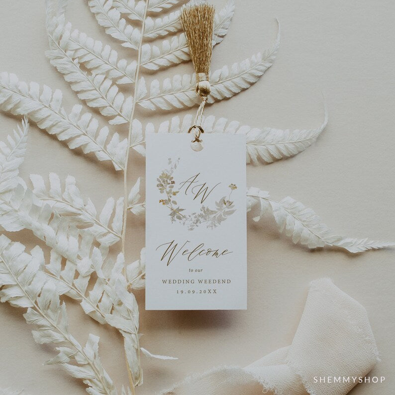 Online Elegant Gold Favor Tag for Bridal Shower or Wedding, Editable Gift Tag, Wedding Thank You Tag, Printable, PDF JPEG PNG #Y22-FT4