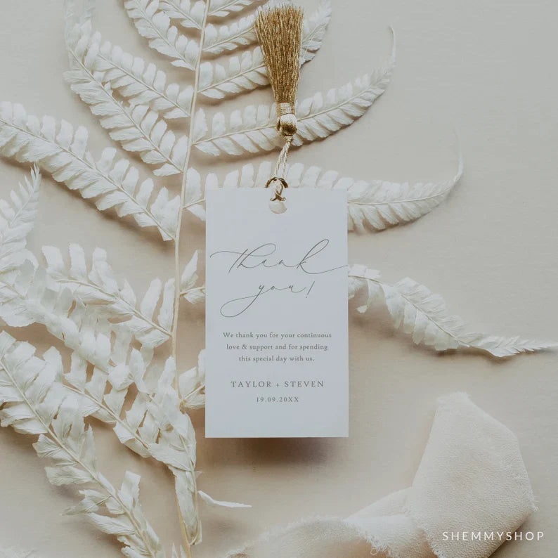 Online Romantic Calligraphy Favor Tag for Bridal Shower or Wedding, Editable Thank You Tag, Wedding Thank You Tag, Printable #Y22-FT5