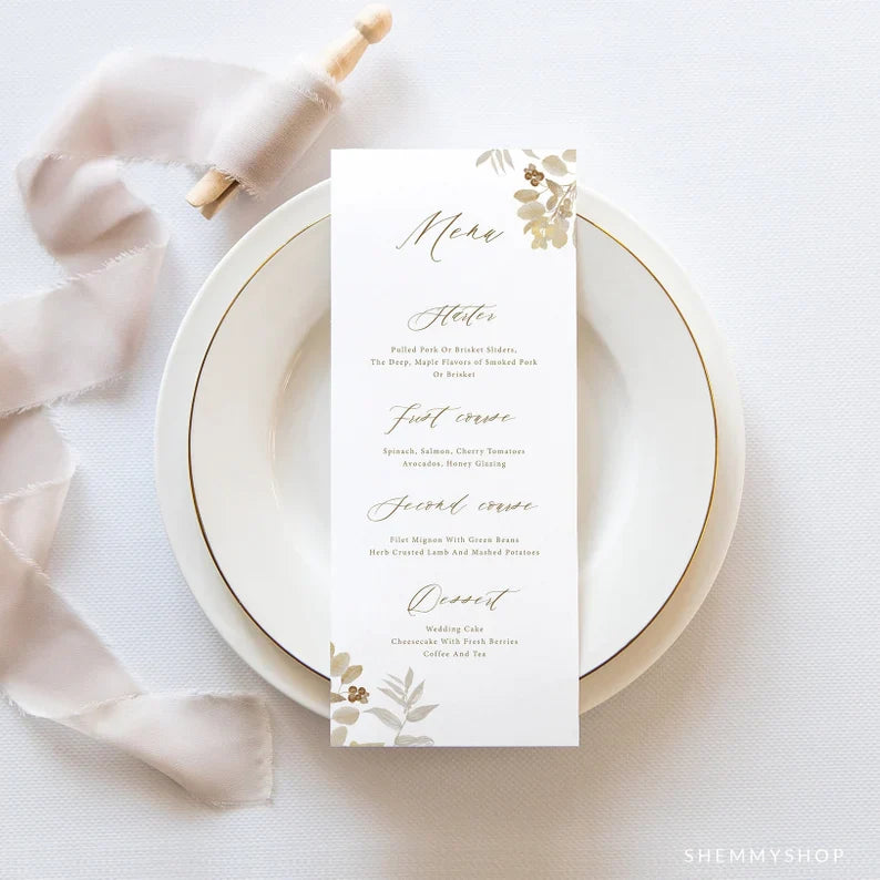Online Elegant Gold Menu Template Wedding Menu Template, Menu, Menu Template, Dinner Menu Printable, PDF JPEG PNG #Y22-WM2