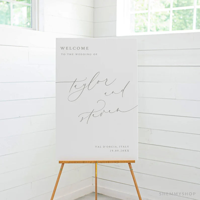 Online Romantic Calligraphy Welcome Sign Template, Printable Wedding Welcome, Welcome Sign Template, Welcome Poster, PDF JPEG PNG #Y22-WC3
