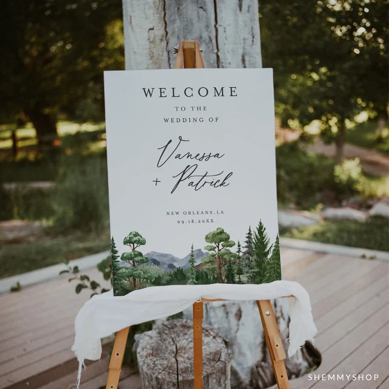 Online Evergreen Forest Welcome Sign Template, Printable Wedding Welcome, Welcome Sign Template, Wedding Welcome Poster, #Y22-WC6