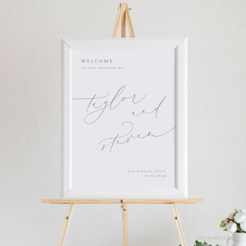 Online Romantic Calligraphy Welcome Sign Template, Printable Wedding Welcome, Welcome Sign Template, Welcome Poster, PDF JPEG PNG #Y22-WC3