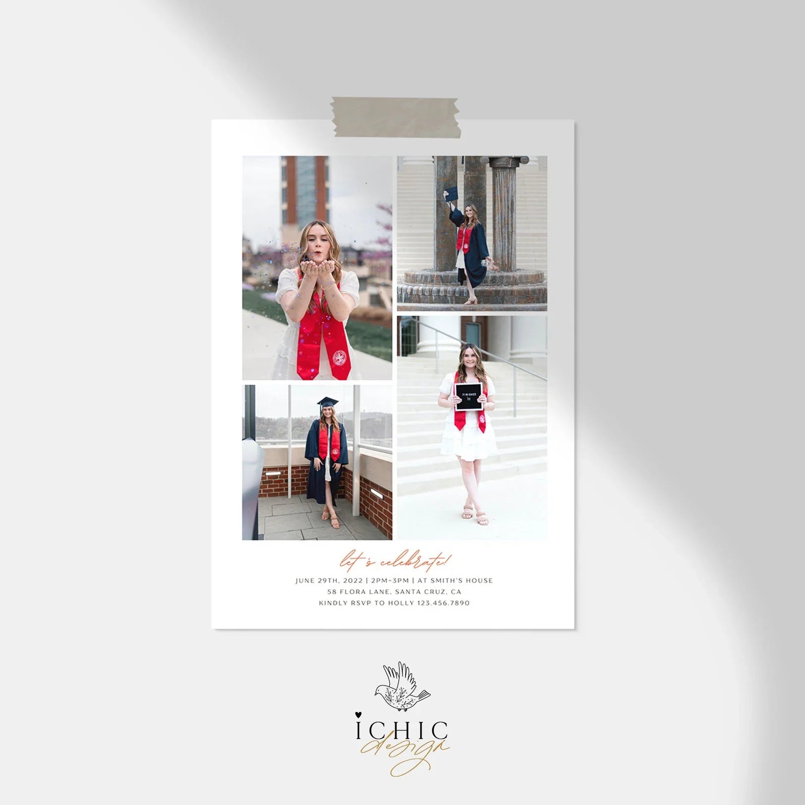 CANVA Graduation Announcement Template, Senior Card, Senior Graduation Announcement For Photography #Y23-SG2-CANVA