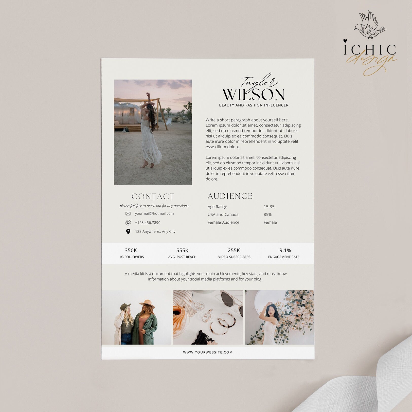 Canva Media Kit Template, Influencer Rate Sheet Template, Instagram Media Kit, Blog template #Y23-MK3-CANVA